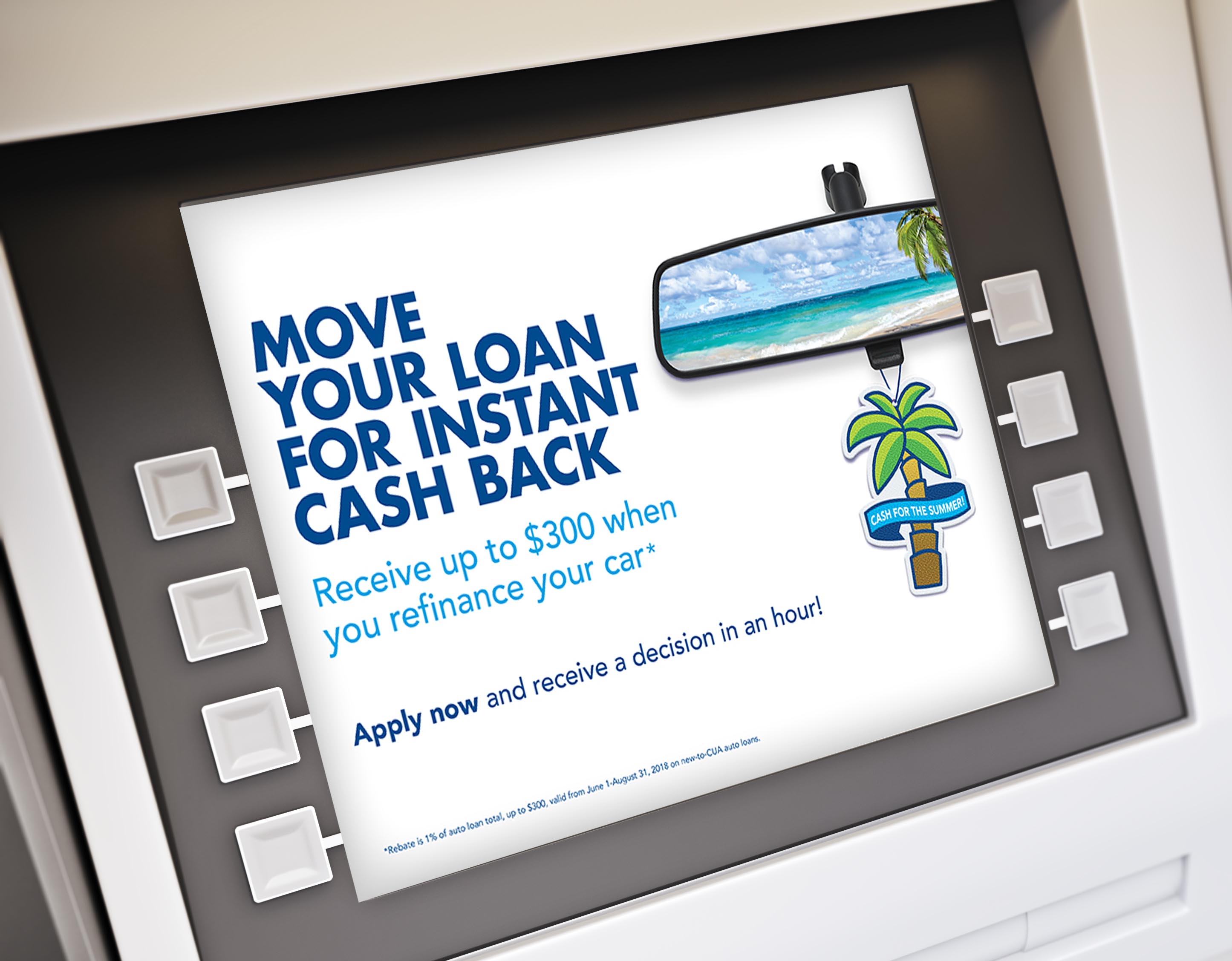 credit union summer campaign on atm screen