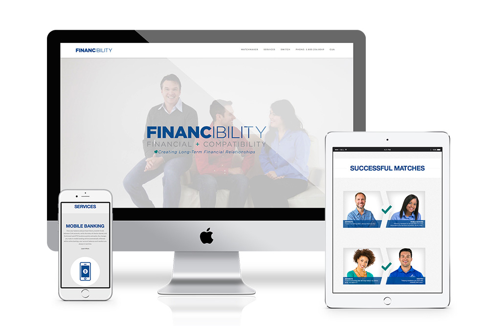 financibility campaign on mobile, desktop, and tablet