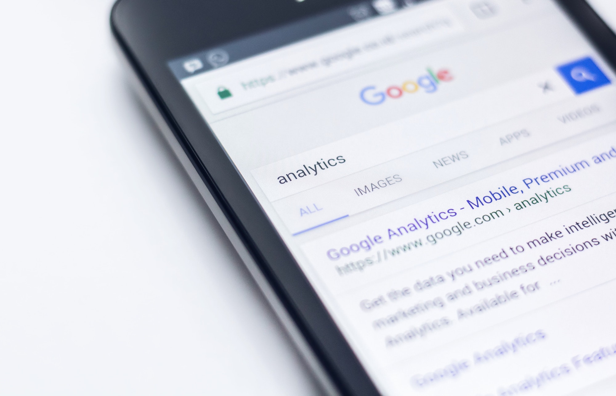 google analytics search on phone screen
