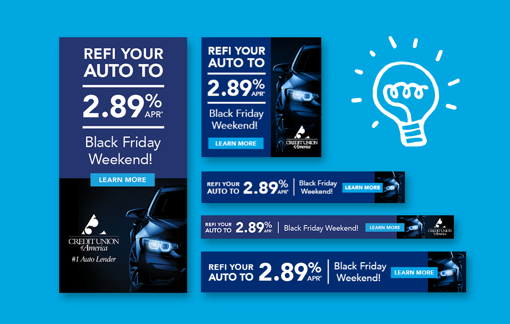 black friday display ads of various sizes for credit union